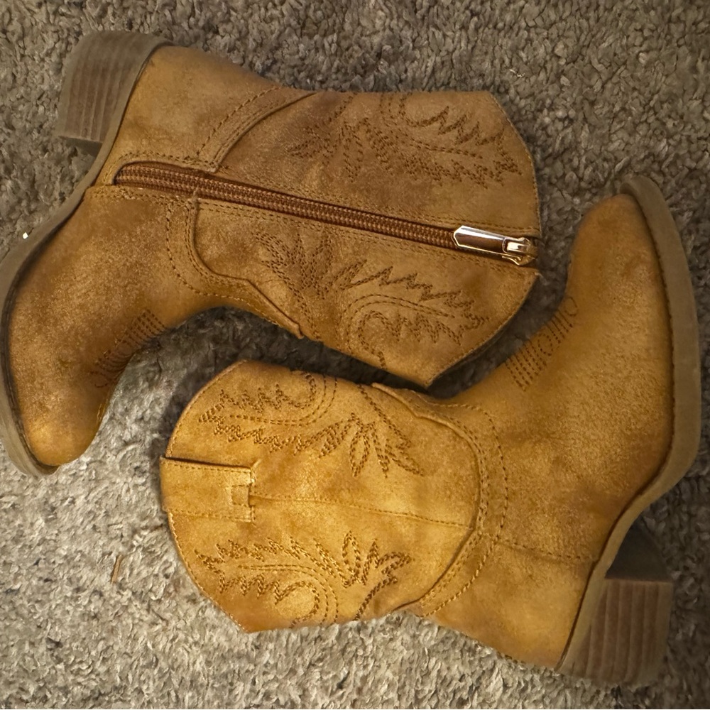 Tan Suede Western Ankle Boots